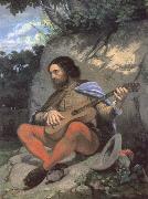 Gustave Courbet Young man in a Landscape or The Guitarreor painting
